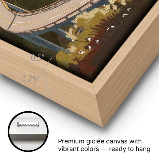 Big Sur Scenic Highway - Oak Framed Canvas Wall Art - Gallery Wrap Corner