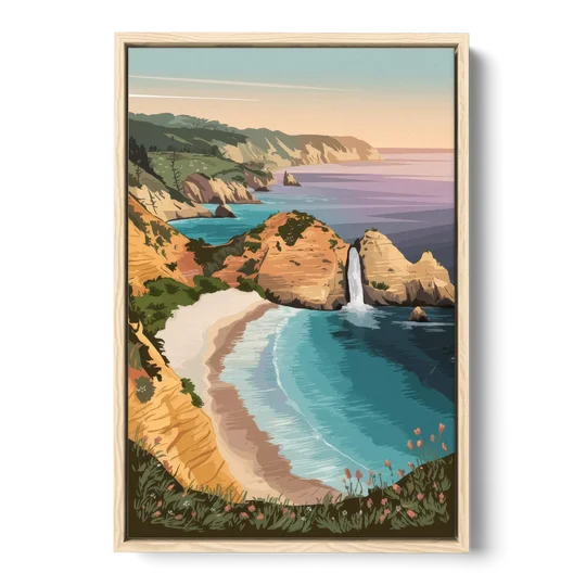 Big Sur Serene Landscape - Oak Framed Canvas Wall Art - Front