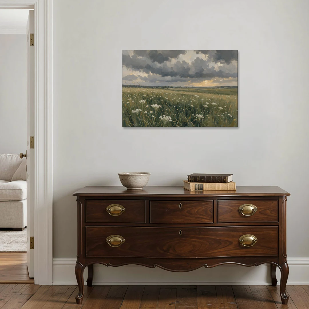 Big Wall Art for Living Room Stormy Meadow - Canvas Wall Art - Coffee Table - 36x24
