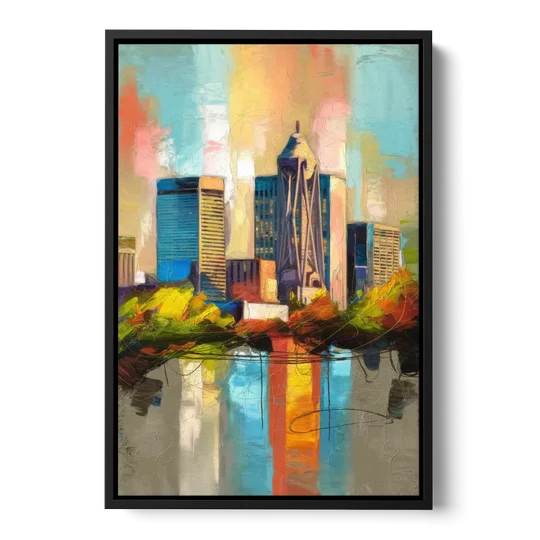 Birmingham Alabama Magic City - Black Framed Canvas Wall Art - Front