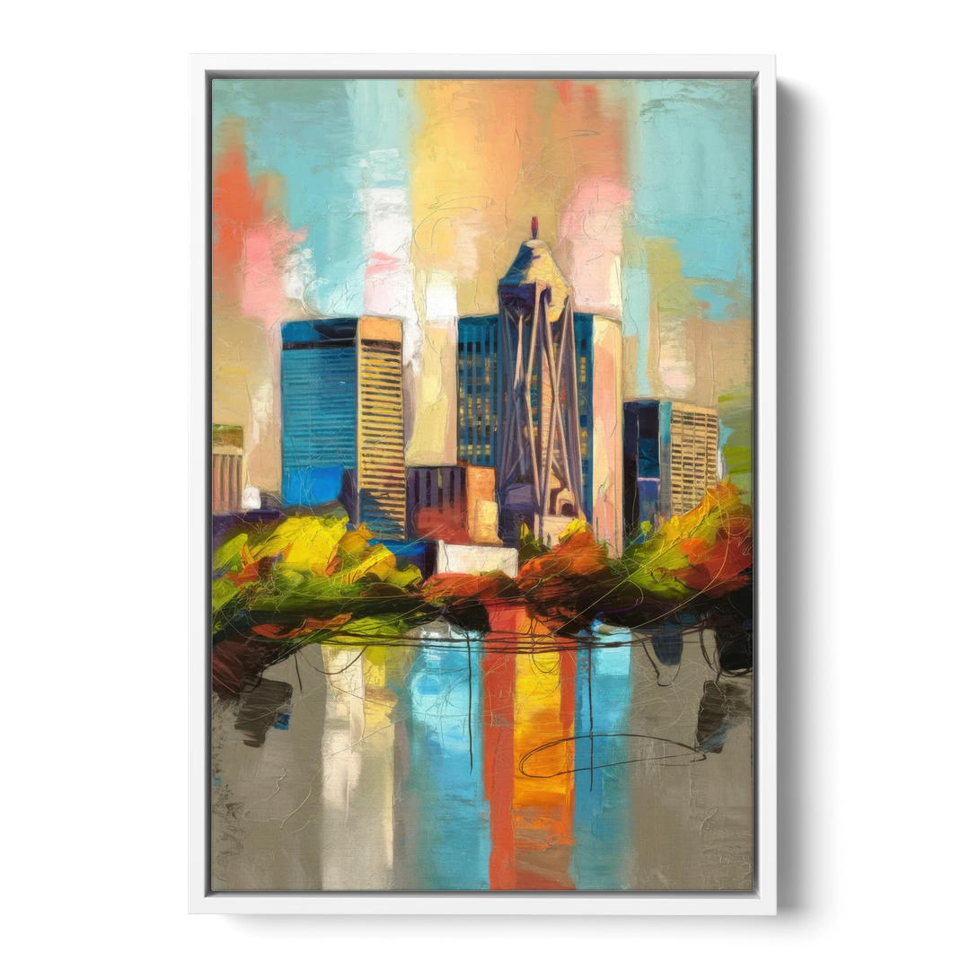 Birmingham Alabama Magic City - White Framed Canvas Wall Art - Front