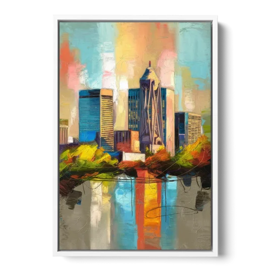 Birmingham Alabama Magic City - White Framed Canvas Wall Art - Front