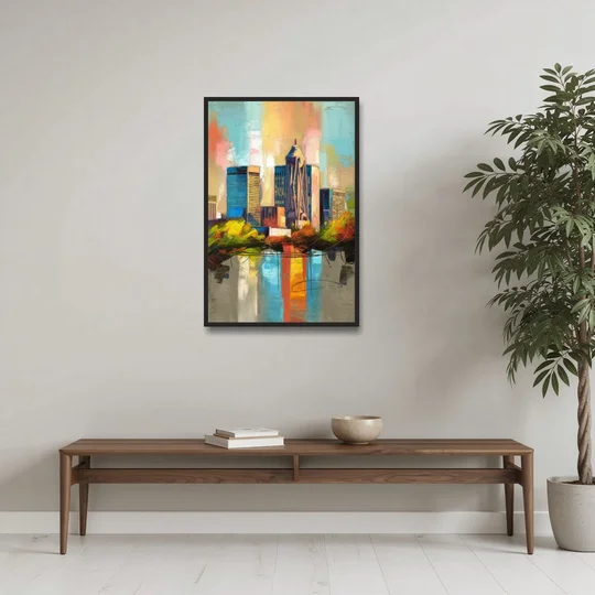 Birmingham Alabama Magic City - Black Framed Canvas Wall Art - Coffee Table - 24x36