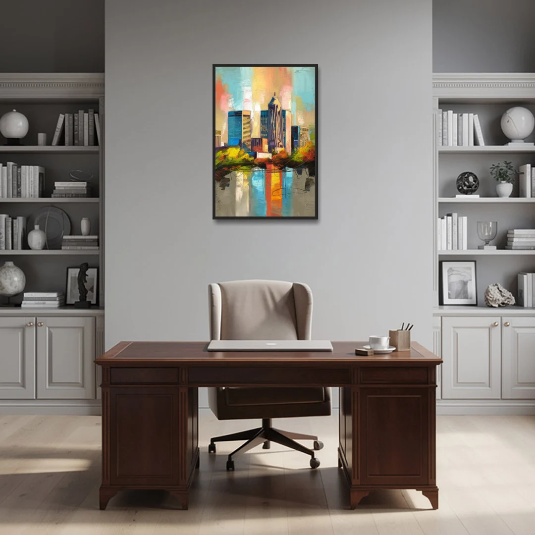 Birmingham Alabama Magic City - Black Framed Canvas Wall Art - Office - 24x36