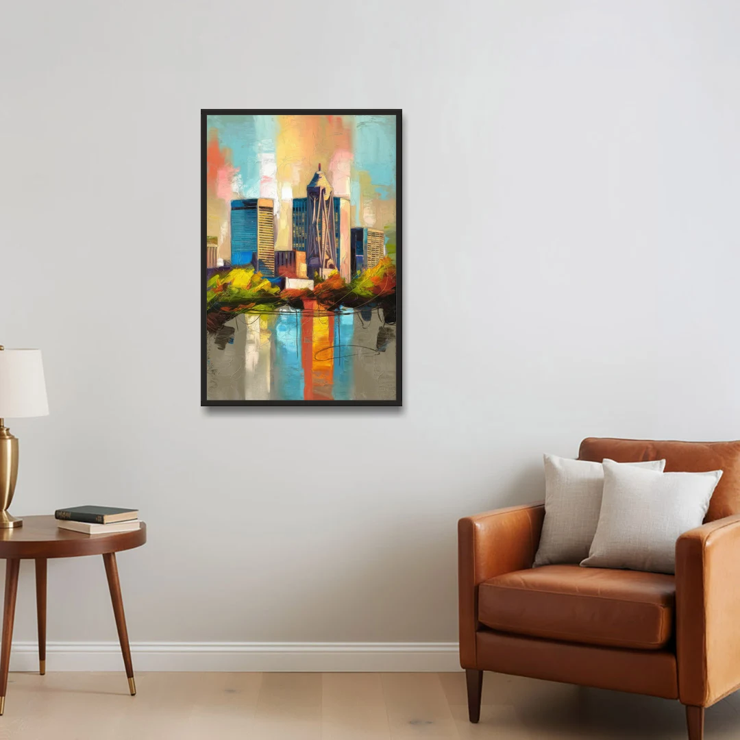 Birmingham Alabama Magic City - Black Framed Canvas Wall Art - Sofa - 24x36