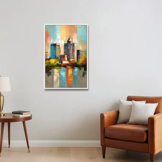 Birmingham Alabama Magic City - White Framed Canvas Wall Art - Sofa - 24x36