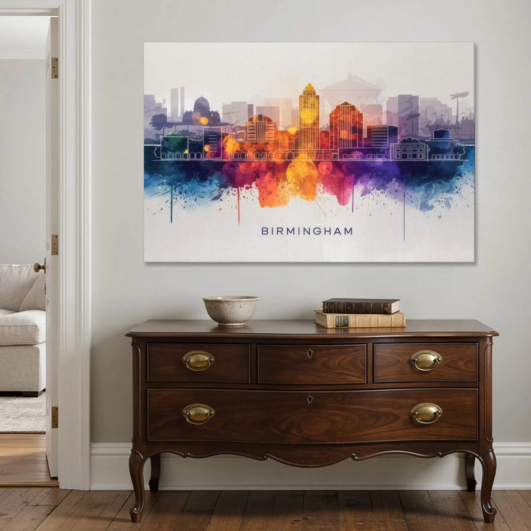 Birmingham Downtown Skyline - Canvas Wall Art - Coffee Table - 60x40