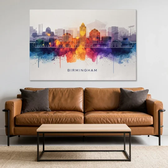 Birmingham Downtown Skyline - Canvas Wall Art - Sofa - 60x40