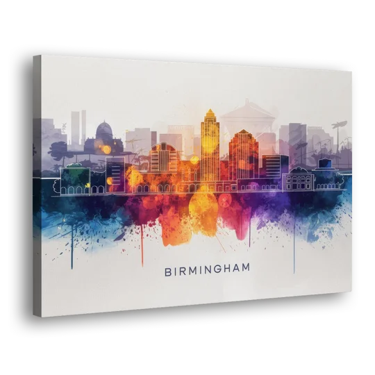 Birmingham Downtown Skyline - Canvas Wall Art - Side
