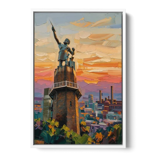 Birmingham Historic Landmarks - White Framed Canvas Wall Art - Front
