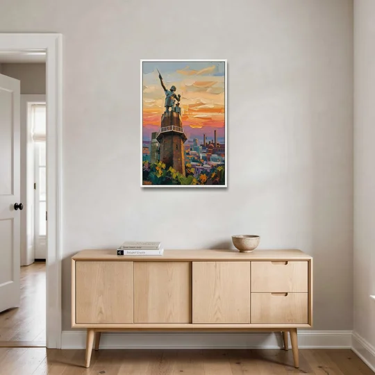 Birmingham Historic Landmarks - White Framed Canvas Wall Art - Coffee Table - 24x36