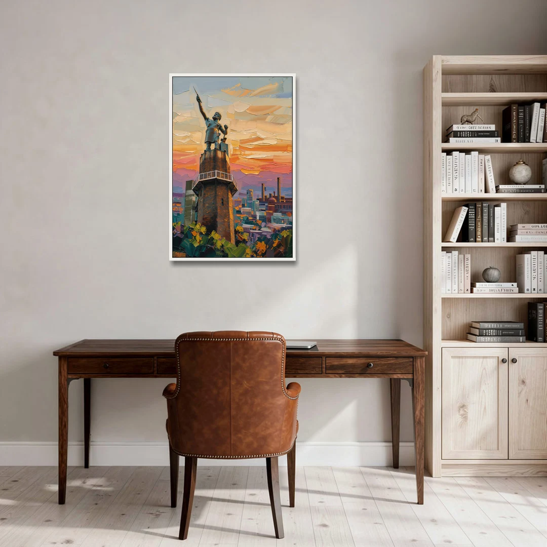 Birmingham Historic Landmarks - White Framed Canvas Wall Art - Office - 24x36