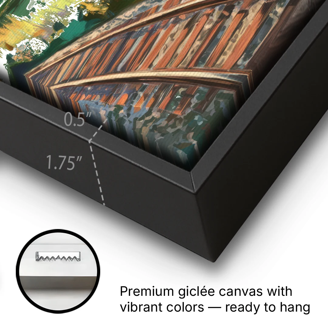 Birmingham Railroad Park - Black Framed Canvas Wall Art - Gallery Wrap Corner
