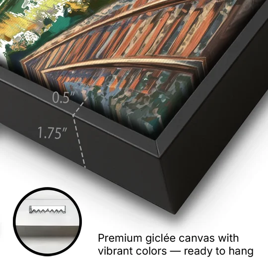 Birmingham Railroad Park - Black Framed Canvas Wall Art - Gallery Wrap Corner