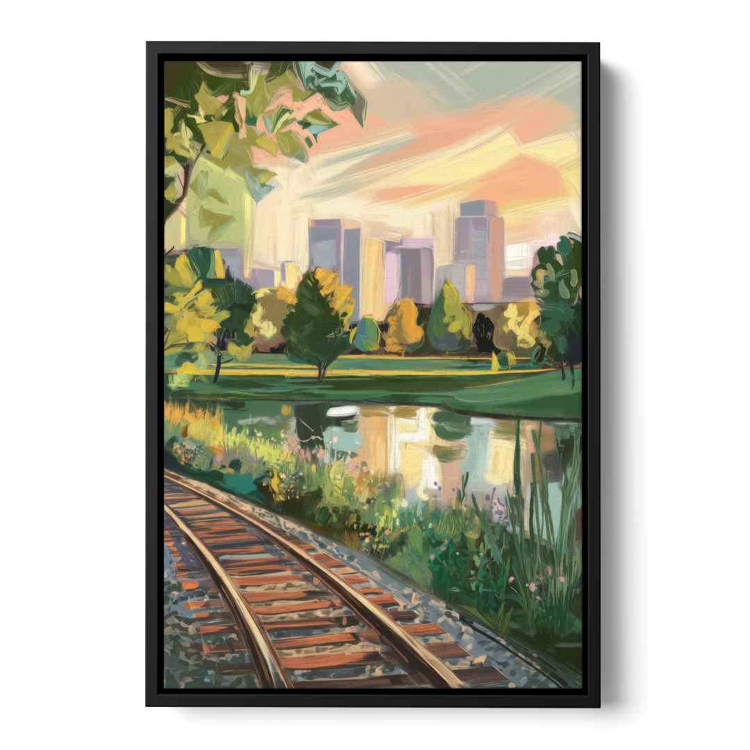Birmingham Railroad Park - Black Framed Canvas Wall Art - Front
