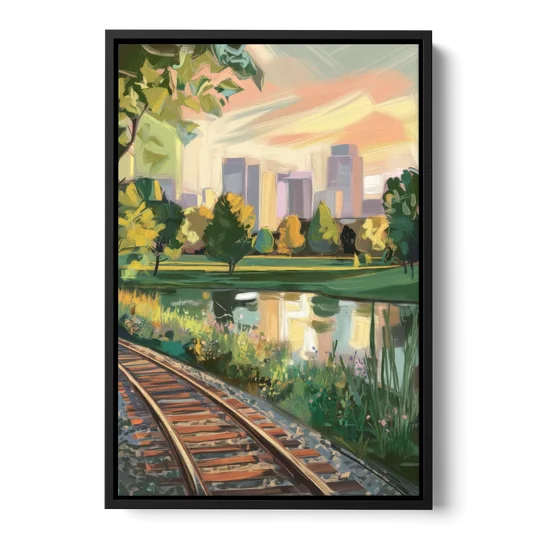 Birmingham Railroad Park - Black Framed Canvas Wall Art - Front