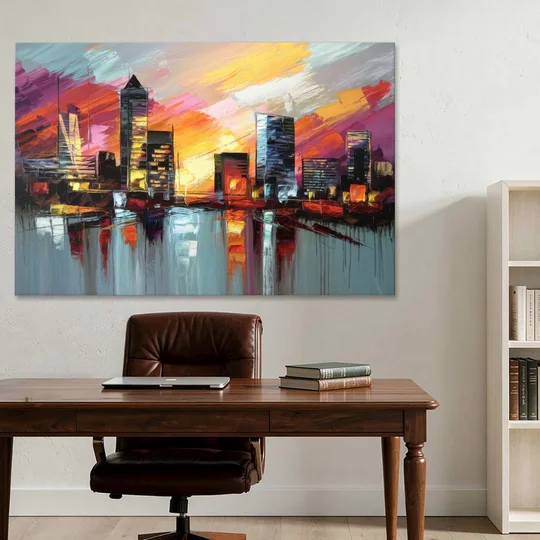 Birmingham Sunset Skyline - Canvas Wall Art - Office - 60x40