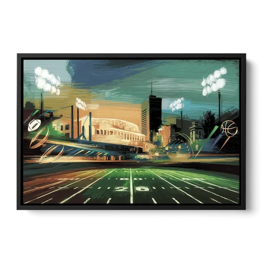Birmingham Us Sports Teams Tribute - Black Framed Canvas Wall Art - Front
