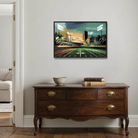 Birmingham Us Sports Teams Tribute - Black Framed Canvas Wall Art - Coffee Table - 36x24