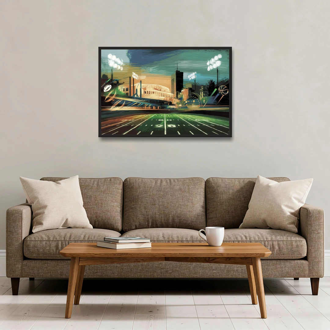 Birmingham Us Sports Teams Tribute - Black Framed Canvas Wall Art - Sofa - 36x24