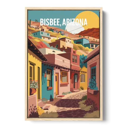 Bisbee Artistic Alleyways - Oak Framed Canvas Wall Art - Front