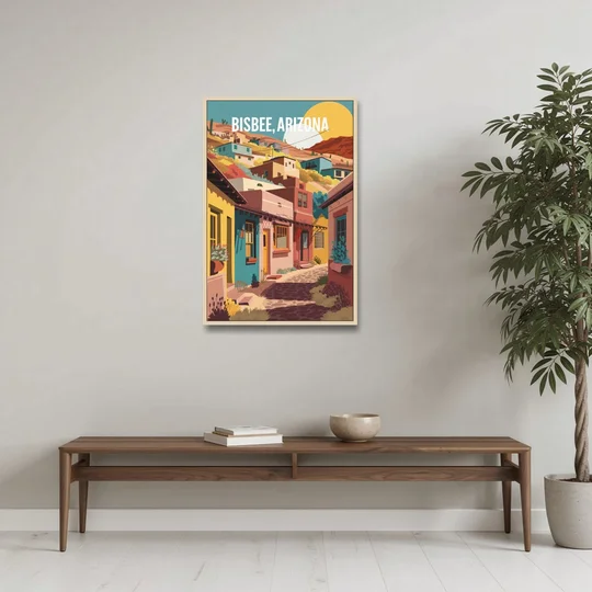 Bisbee Artistic Alleyways - Oak Framed Canvas Wall Art - Coffee Table - 24x36