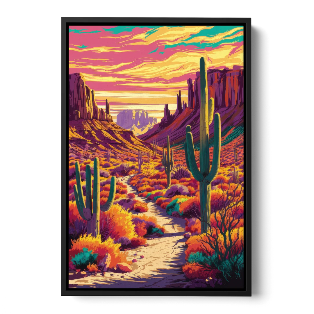 Bisbee Colorful Southwest Vibes - Black Framed Canvas Wall Art - Front
