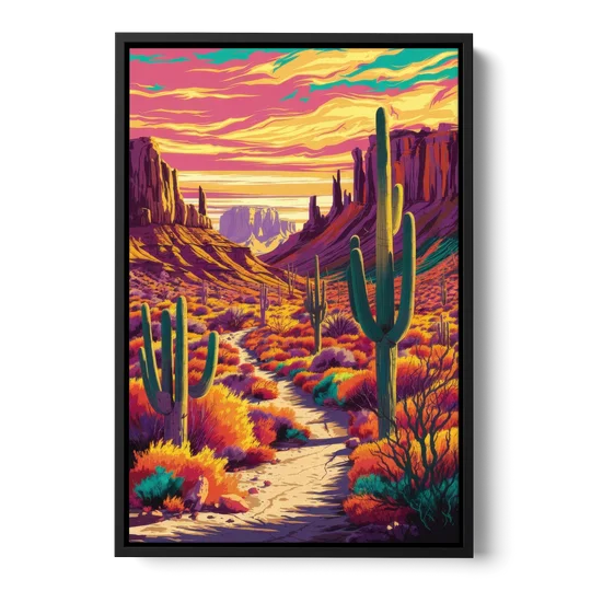 Bisbee Colorful Southwest Vibes - Black Framed Canvas Wall Art - Front
