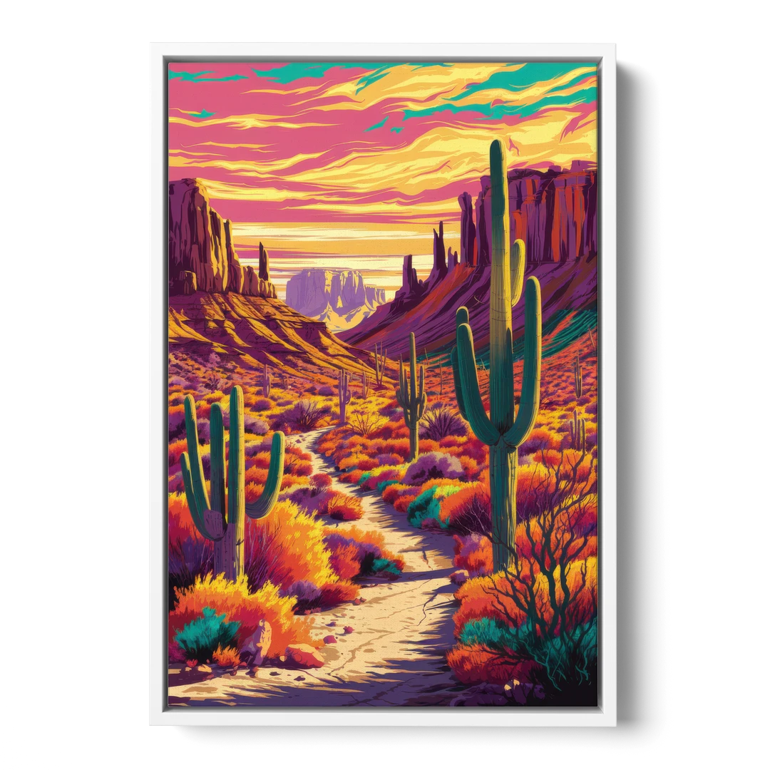Bisbee Colorful Southwest Vibes - White Framed Canvas Wall Art - Front
