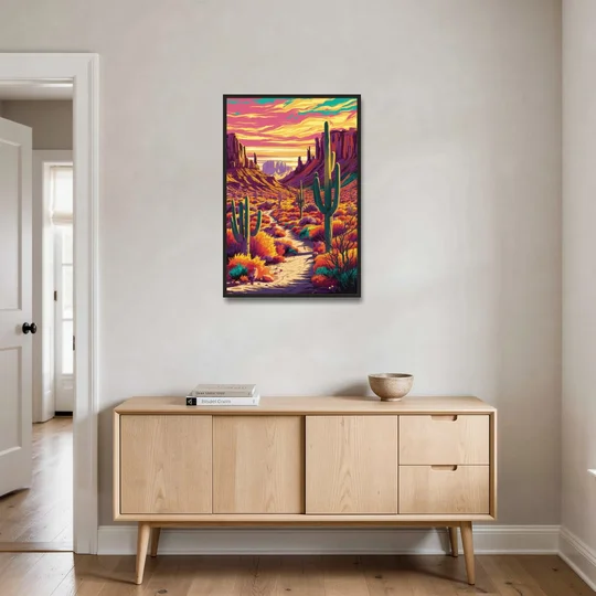 Bisbee Colorful Southwest Vibes - Black Framed Canvas Wall Art - Coffee Table - 24x36