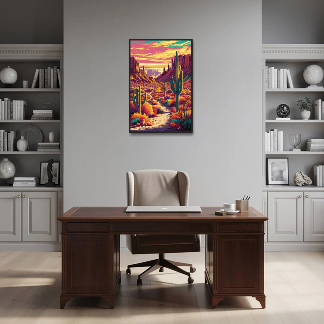 Bisbee Colorful Southwest Vibes - Black Framed Canvas Wall Art - Office - 24x36