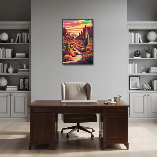Bisbee Colorful Southwest Vibes - Black Framed Canvas Wall Art - Office - 24x36
