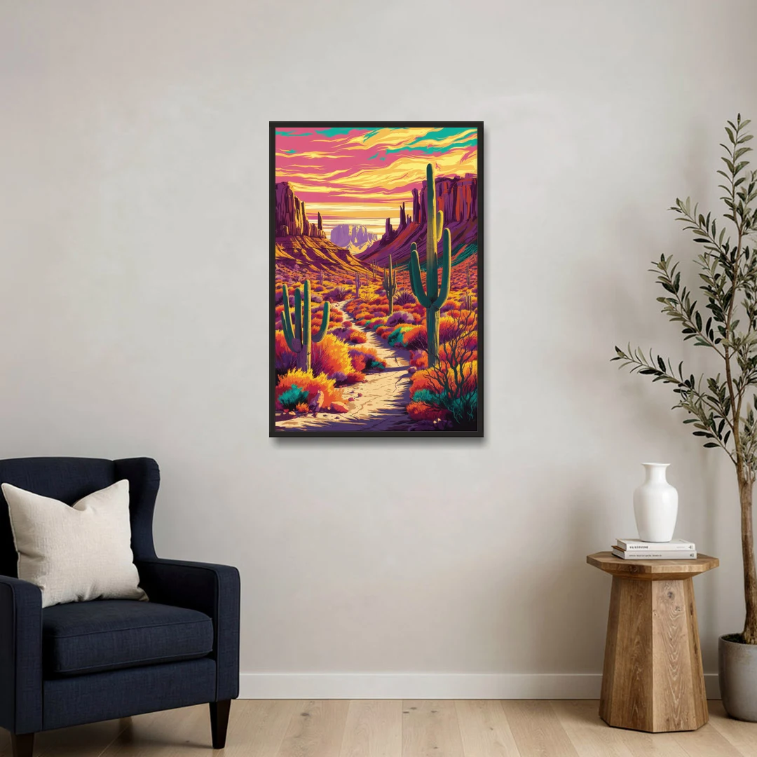 Bisbee Colorful Southwest Vibes - Black Framed Canvas Wall Art - Sofa - 24x36