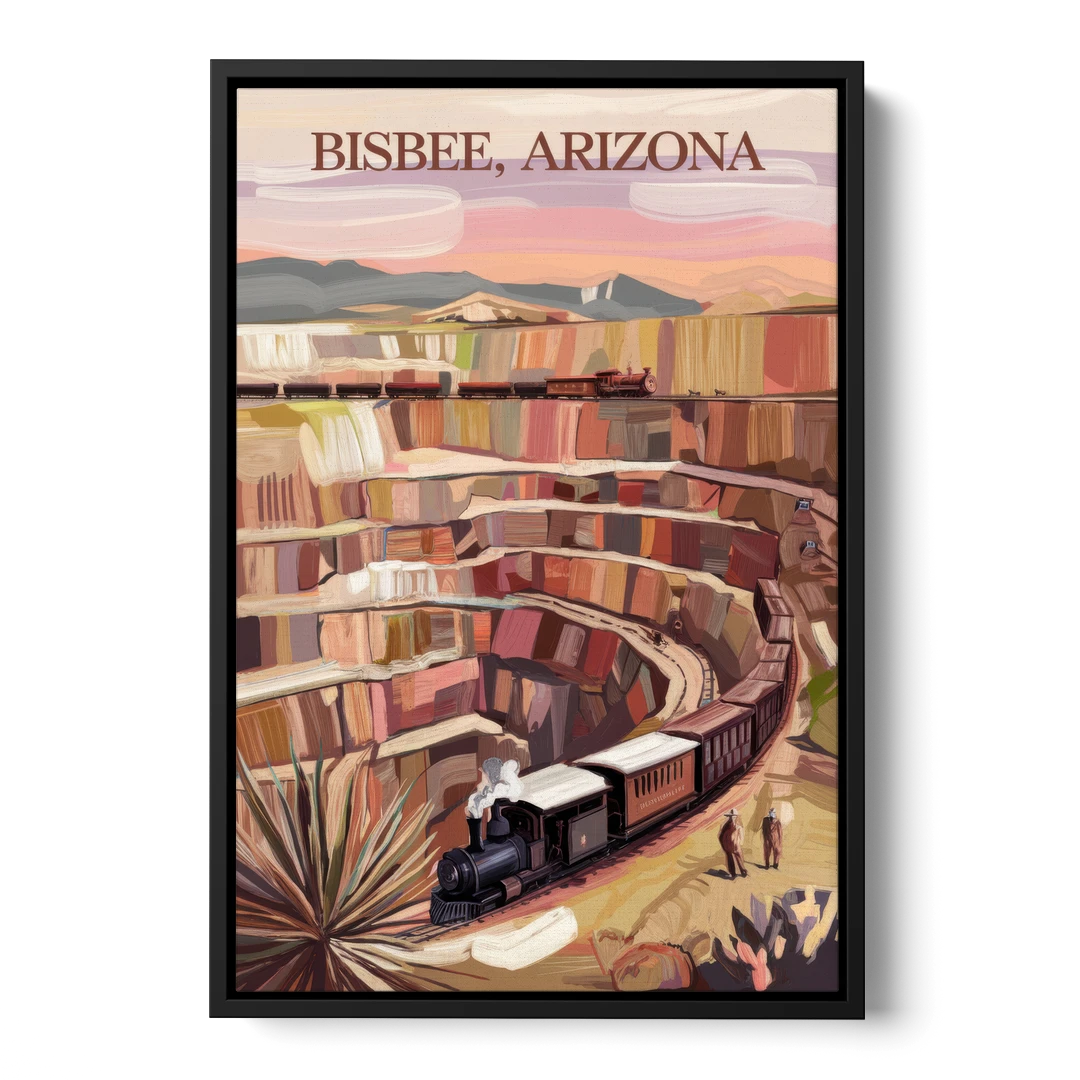 Bisbee Copper Mining Heritage - Black Framed Canvas Wall Art - Front