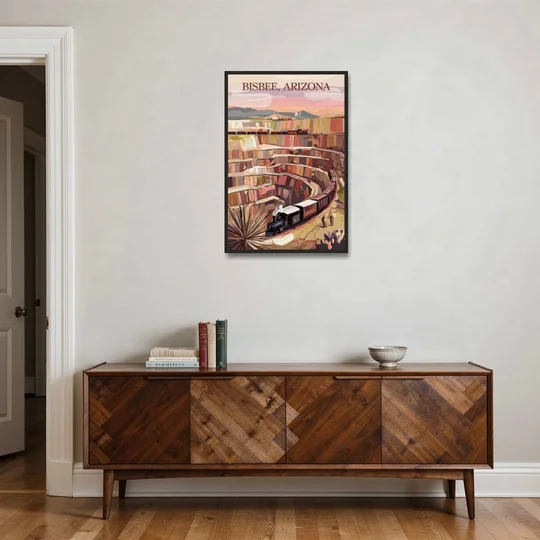 Bisbee Copper Mining Heritage - Black Framed Canvas Wall Art - Coffee Table - 24x36