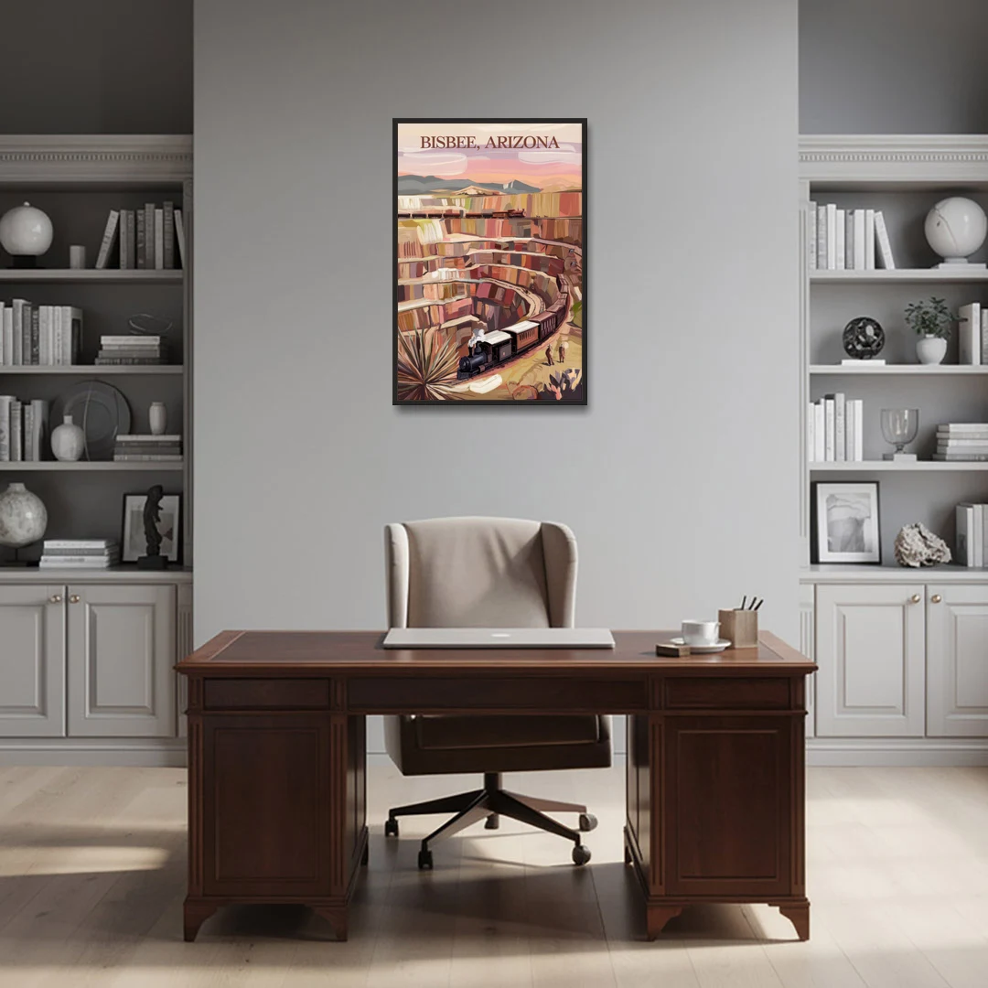 Bisbee Copper Mining Heritage - Black Framed Canvas Wall Art - Office - 24x36