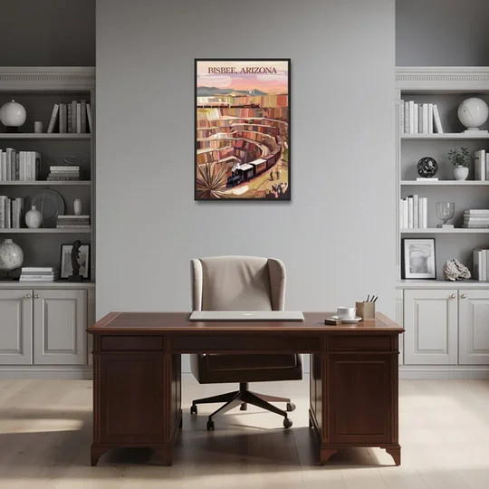 Bisbee Copper Mining Heritage - Black Framed Canvas Wall Art - Office - 24x36