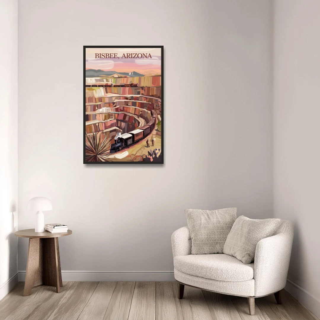 Bisbee Copper Mining Heritage - Black Framed Canvas Wall Art - Sofa - 24x36