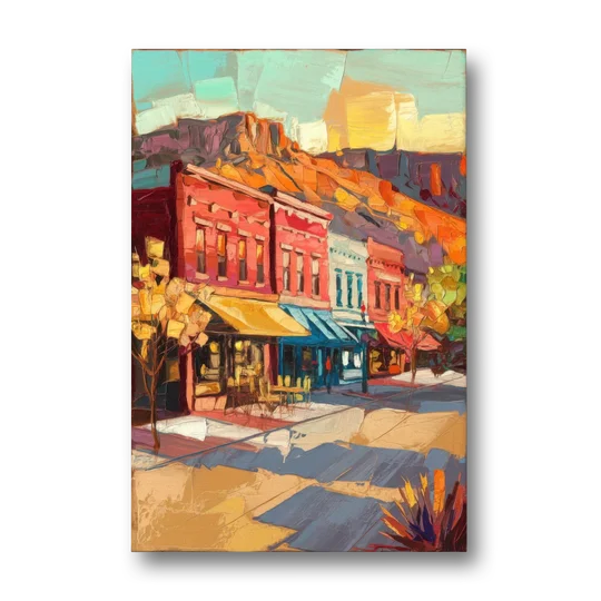 Bisbee Quaint Downtown View - Canvas Wall Art - Front