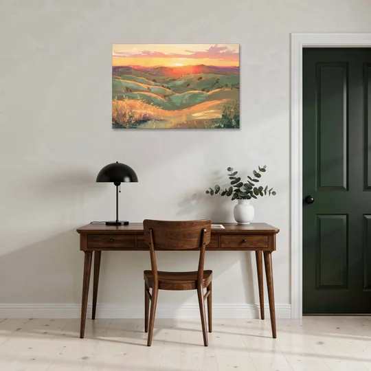 Bisbee Sunset Over Hills - Canvas Wall Art - Office - 36x24