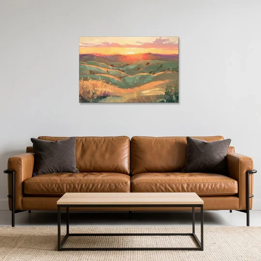 Bisbee Sunset Over Hills - Canvas Wall Art - Sofa - 36x24