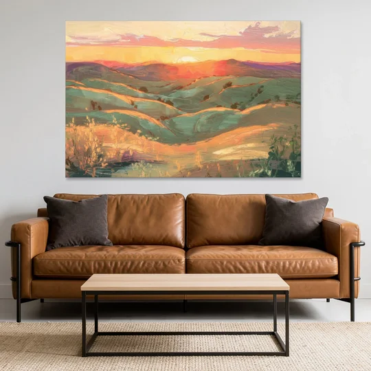 Bisbee Sunset Over Hills - Canvas Wall Art - Sofa - 60x40