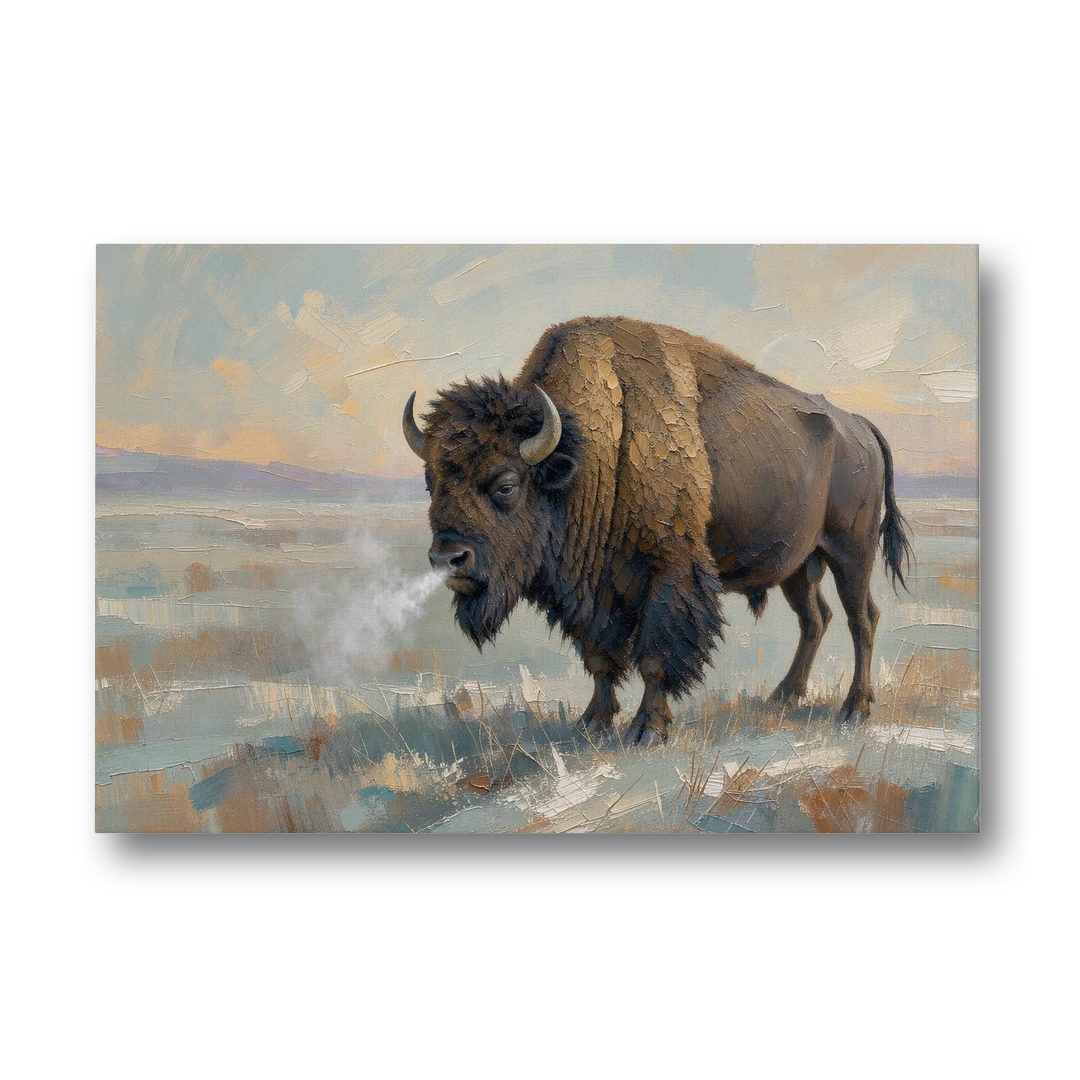 Bison Wall Art Winter Breath on the Prairie - Canvas Wall Art - Front