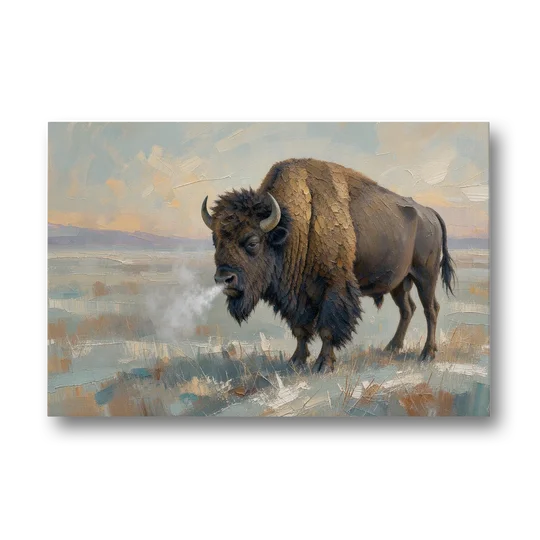 Bison Wall Art Winter Breath on the Prairie - Canvas Wall Art - Front