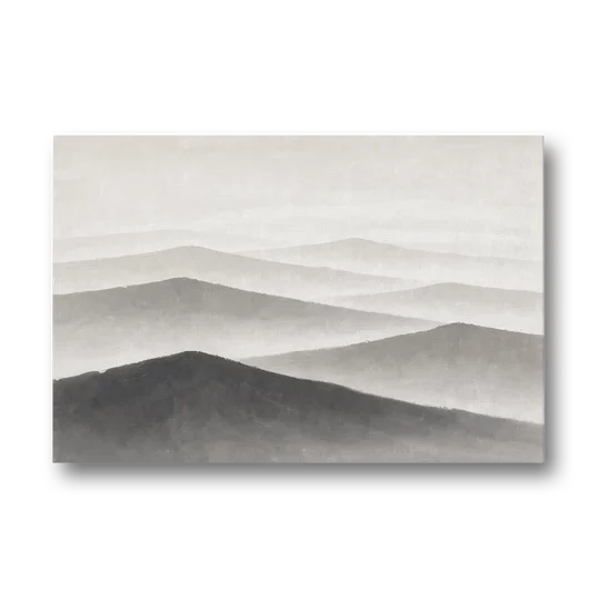 Black and White Bedroom Wall Art of Misty Ridges - Canvas Wall Art - Front
