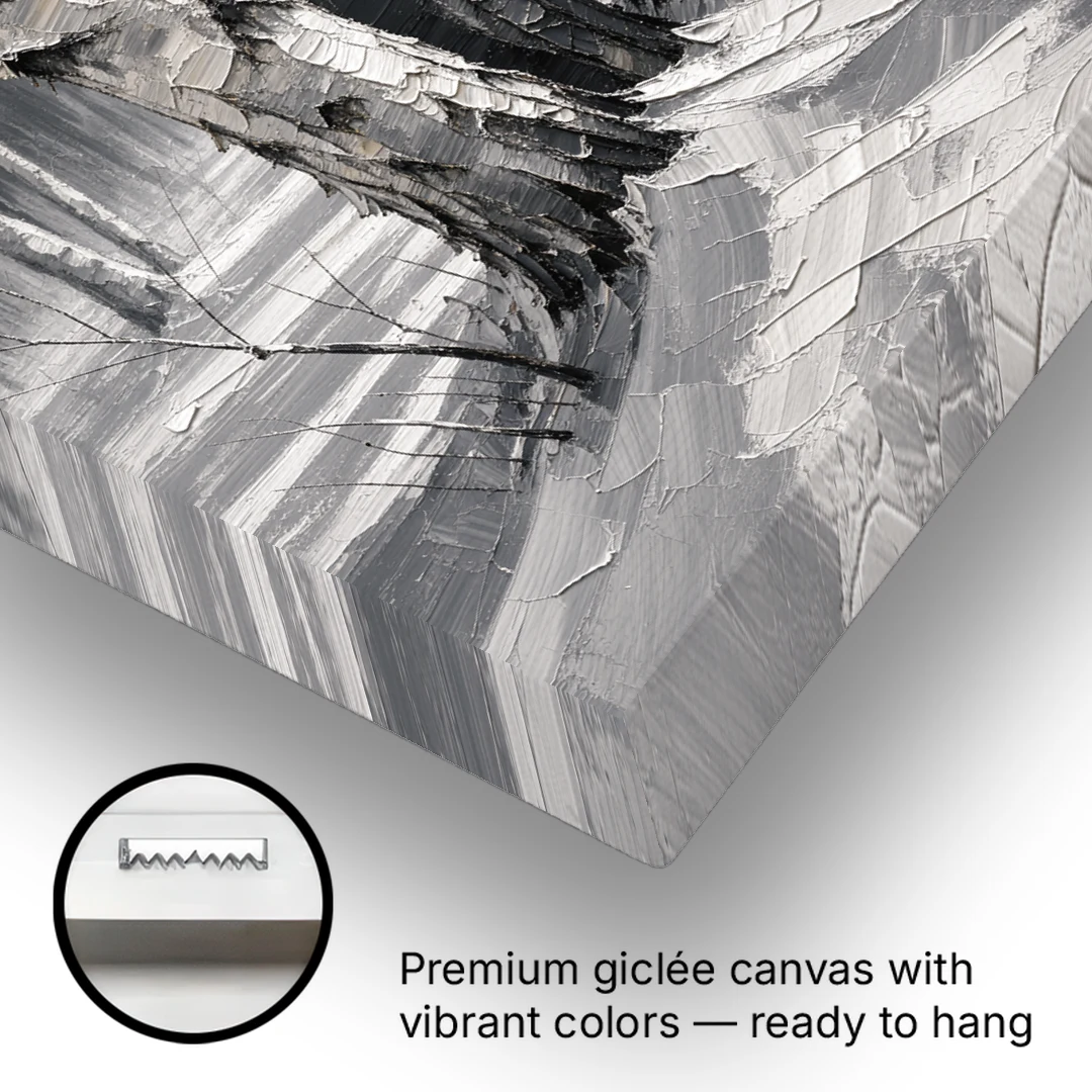 Winter Black and White Birch Trio in Deep Snow - Canvas Wall Art - Gallery Wrap Corner
