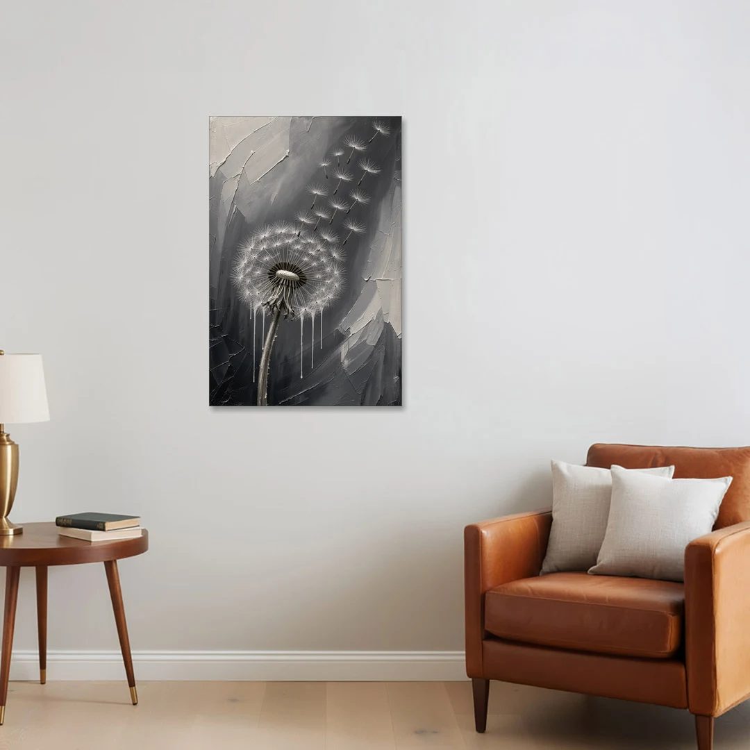 Black and White Canvas Prints with Drifting Dandelion - Canvas Wall Art - Sofa - 24x36