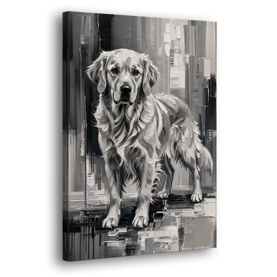 Black and White Golden Retriever Portrait - Canvas Wall Art - Side
