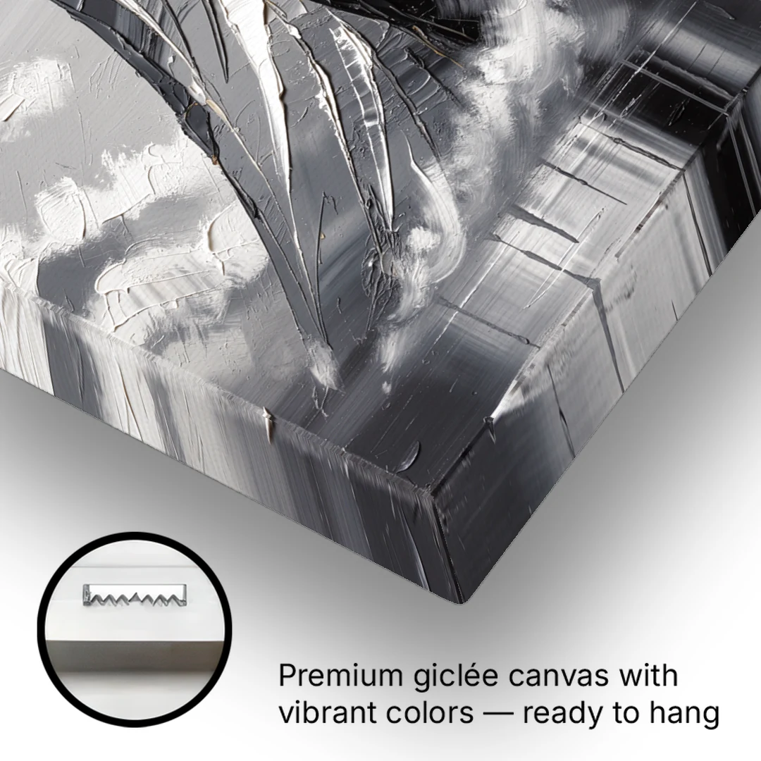 Black and White Granite Mountain Spire - Canvas Wall Art - Gallery Wrap Corner