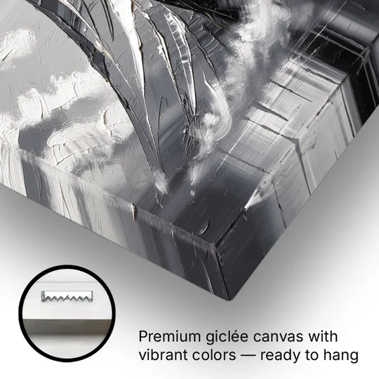 Black and White Granite Mountain Spire - Canvas Wall Art - Gallery Wrap Corner